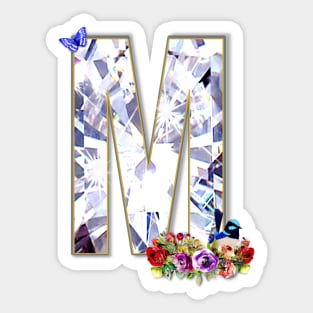 Name Initial Letter M and Fairy Wren Sticker